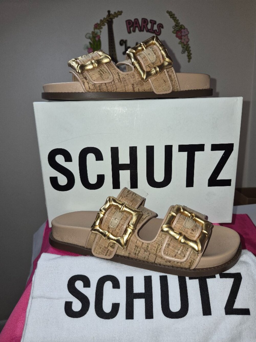 NIB Shutz Enola Sporty cork & nappa leather sandal.
